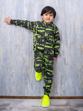 Kids Urban Tracksuit – Neon Green Street Art Print